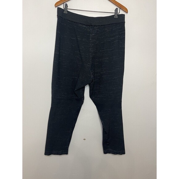 Adidas Women's Large Black Waffle Knit Cropped Lounge Sweat Pants Pockets - Picture 6 of 6